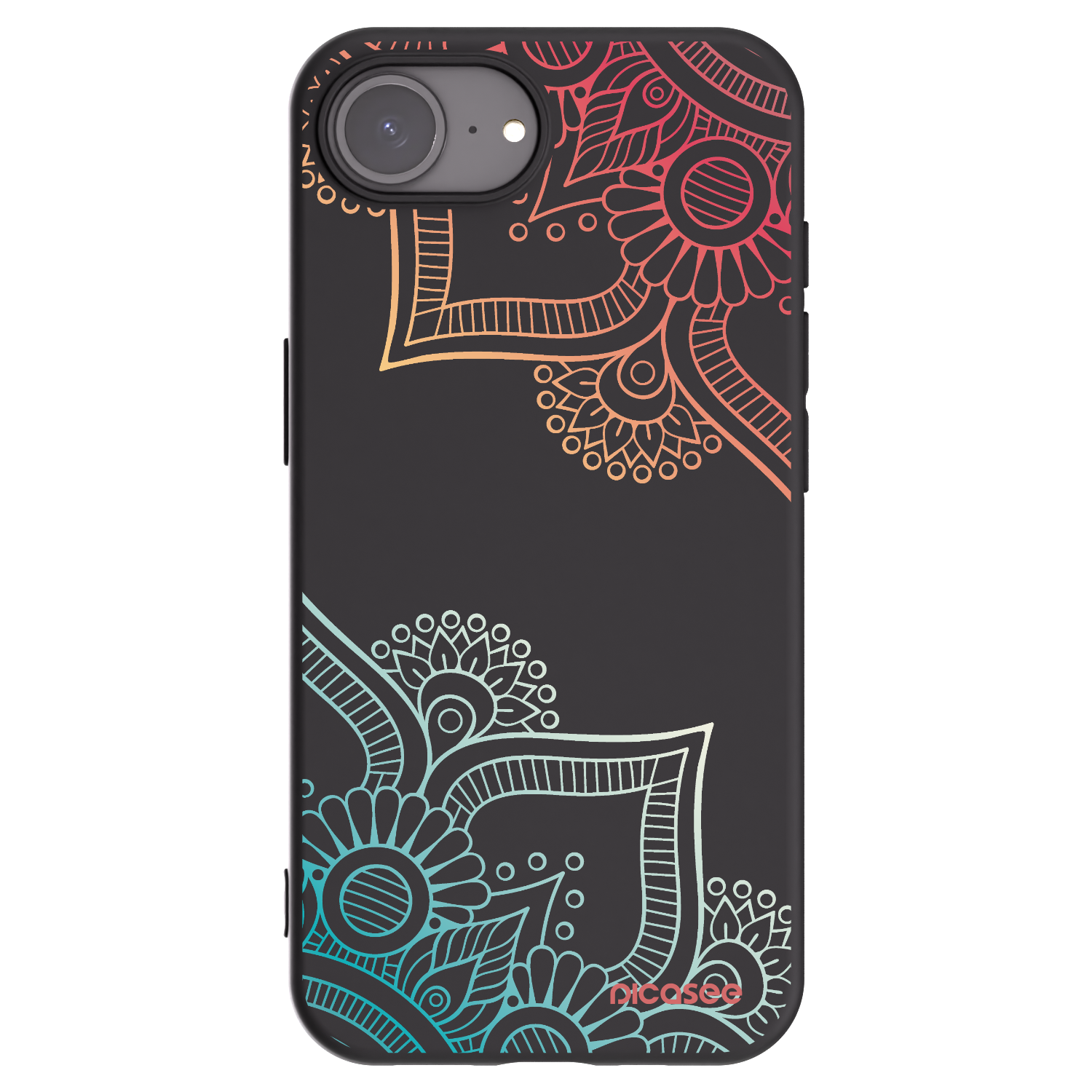Picasee silikonowe czarne etui na Apple iPhone 16e - Flowers pattern
