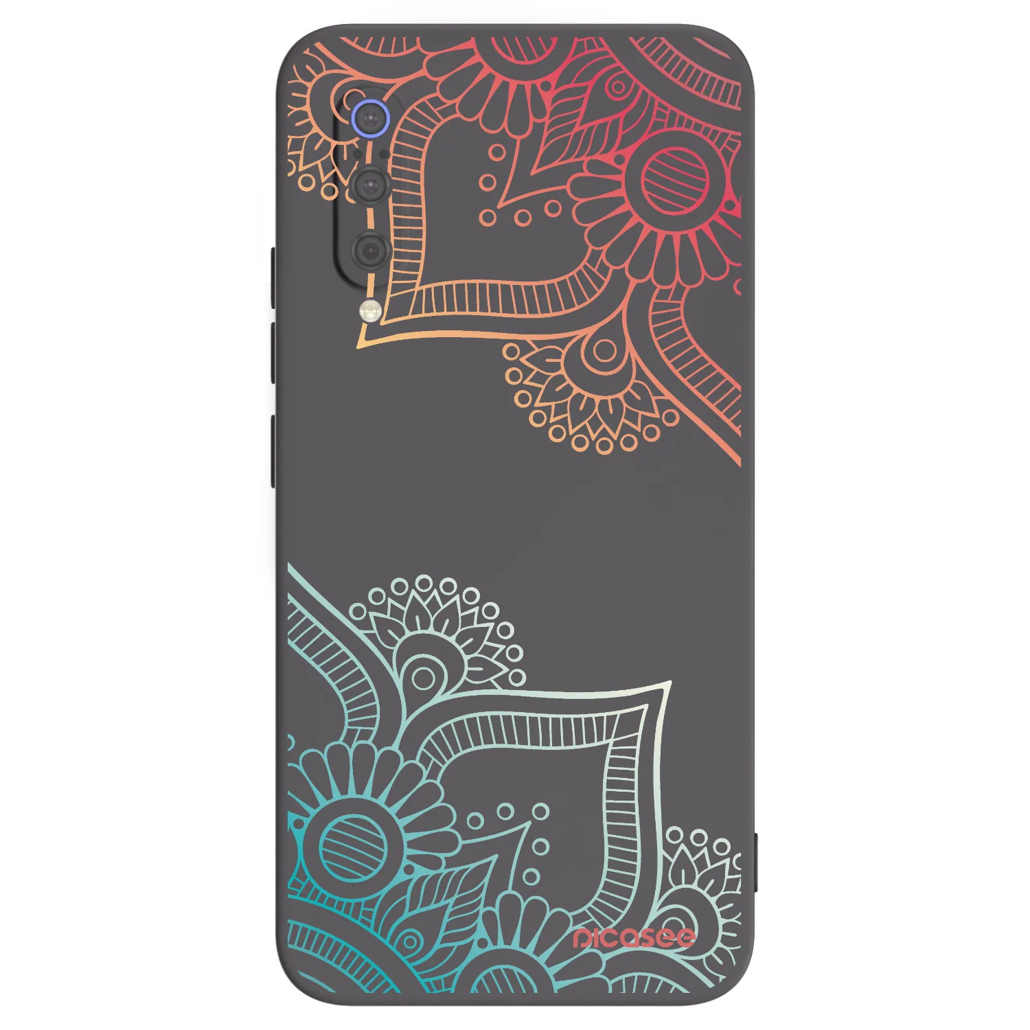 Picasee silikonowe czarne etui na Xiaomi Mi 9 - Flowers pattern