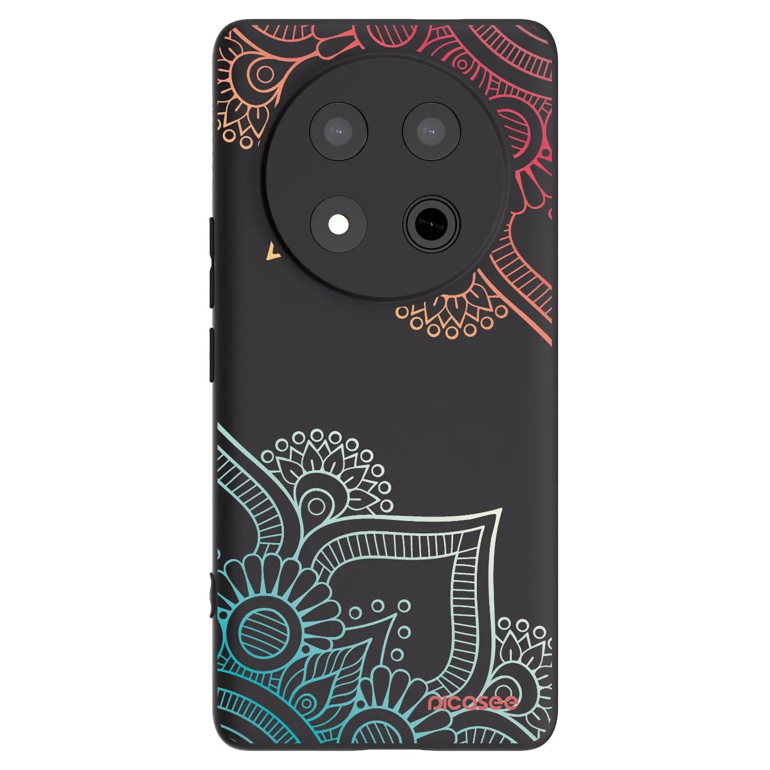 Picasee silikonowe czarne etui na Honor Magic7 Lite 5G - Flowers pattern