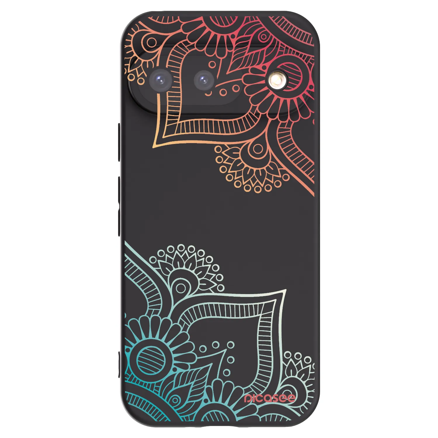 Picasee silikonowe czarne etui na Google Pixel 9 - Flowers pattern