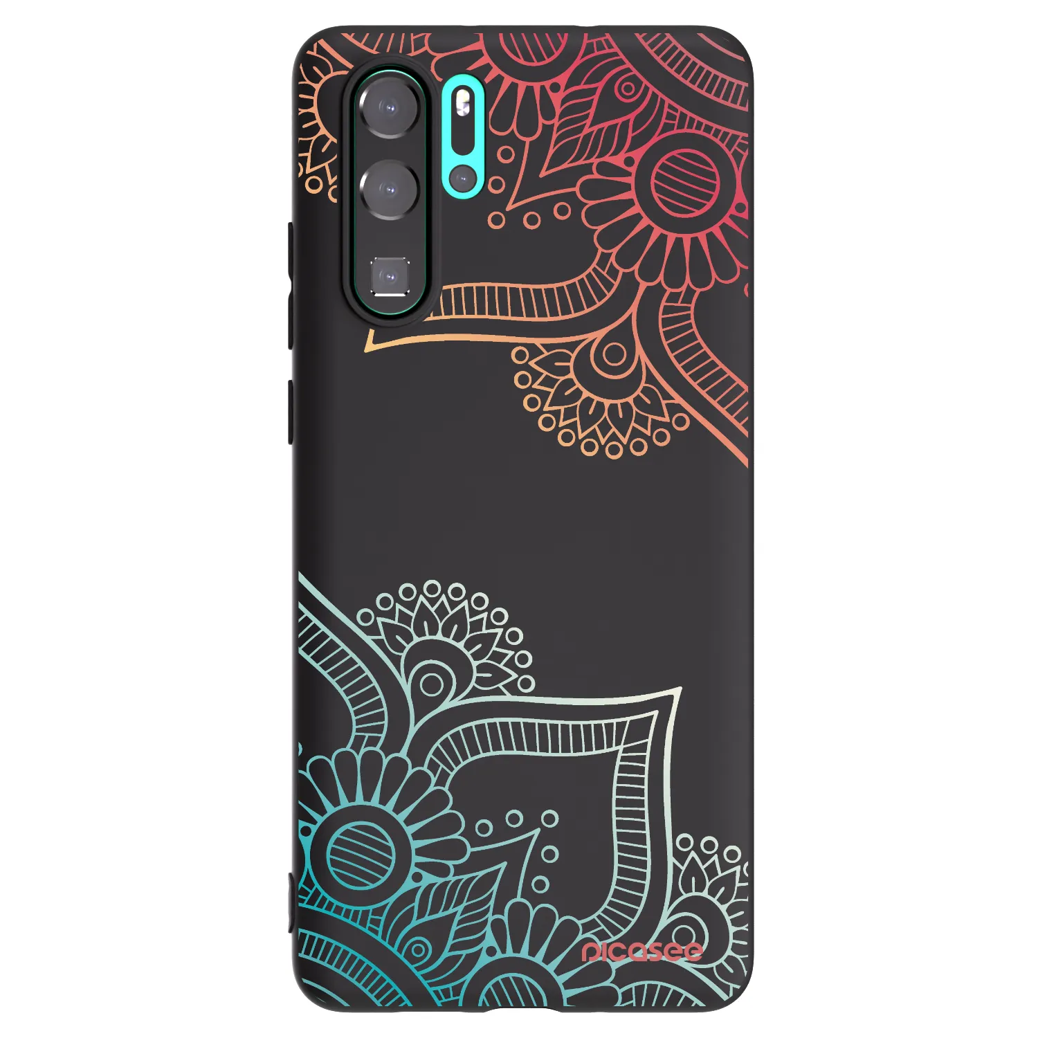 Picasee silikonowe czarne etui na Huawei P30 Pro - Flowers pattern