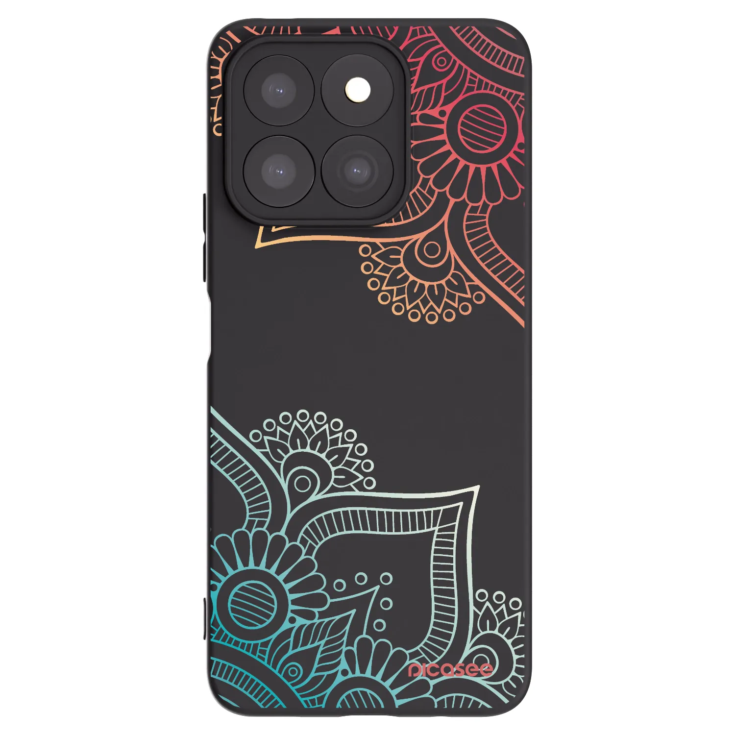 Picasee silikonowe czarne etui na Honor X8c - Flowers pattern