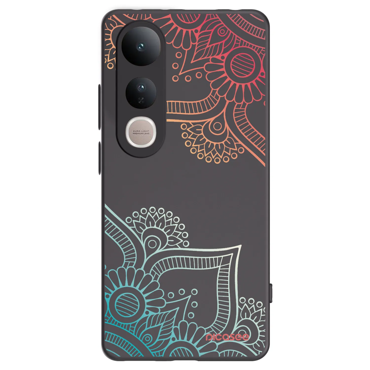 Picasee silikonowe czarne etui na Vivo V50 Lite 5G - Flowers pattern
