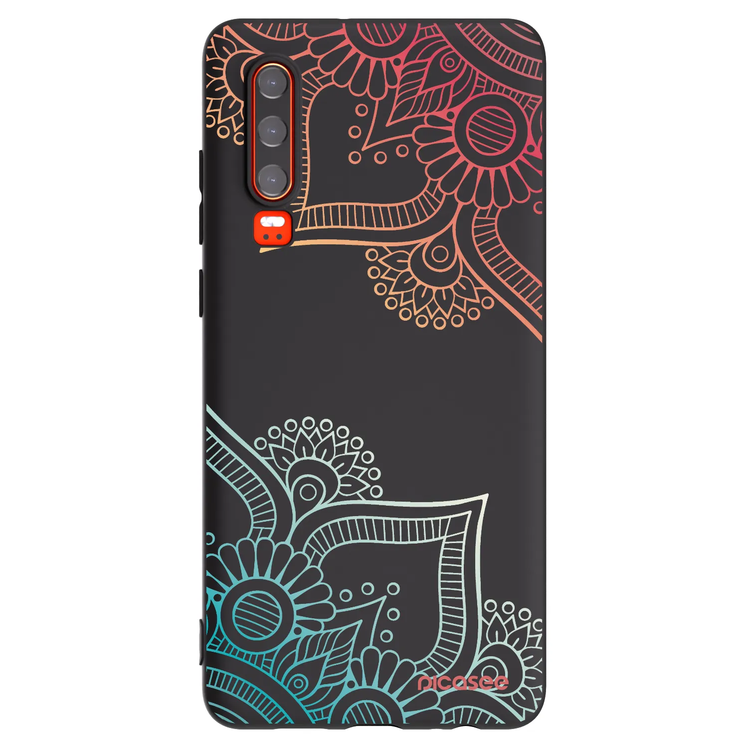 Picasee silikonowe czarne etui na Huawei P30 - Flowers pattern