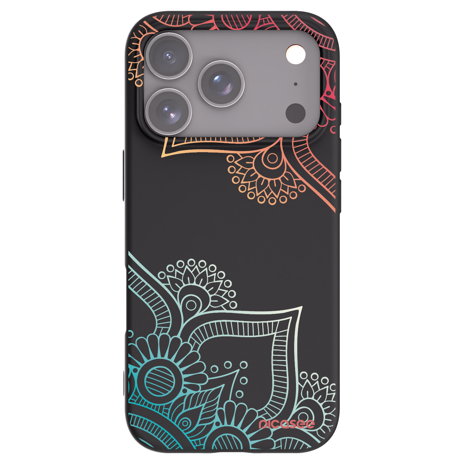Picasee silikonowe czarne etui na Apple iPhone 17 Pro - Flowers pattern