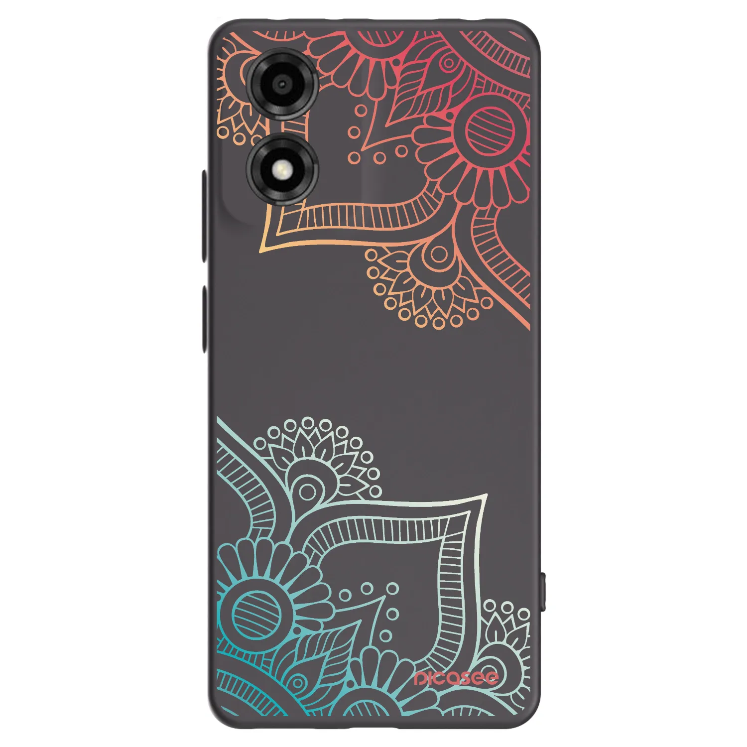 Picasee silikonowe czarne etui na Motorola Moto E14 - Flowers pattern