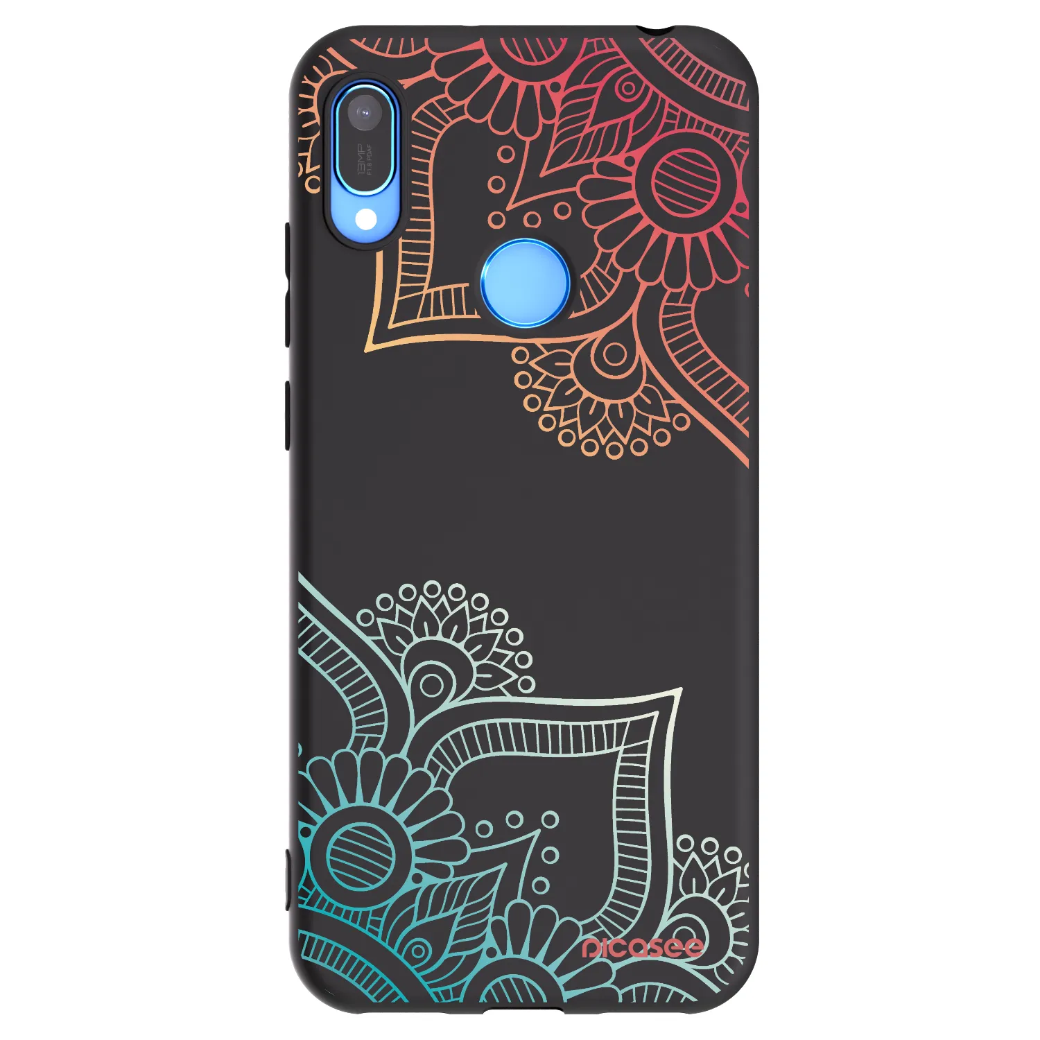 Picasee silikonowe czarne etui na Huawei Y6 2019 - Flowers pattern