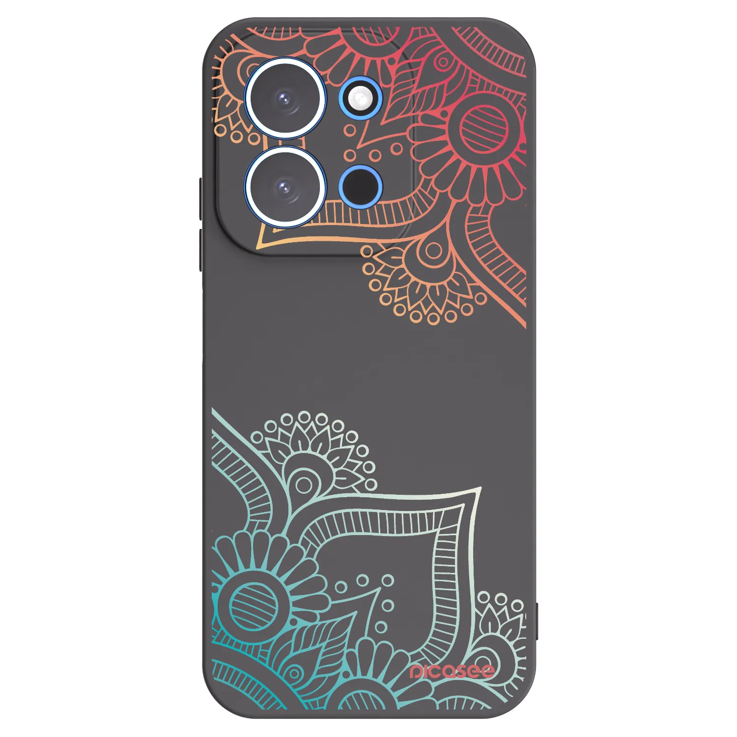 Picasee silikonowe czarne etui na Xiaomi Redmi 15C 4G - Flowers pattern
