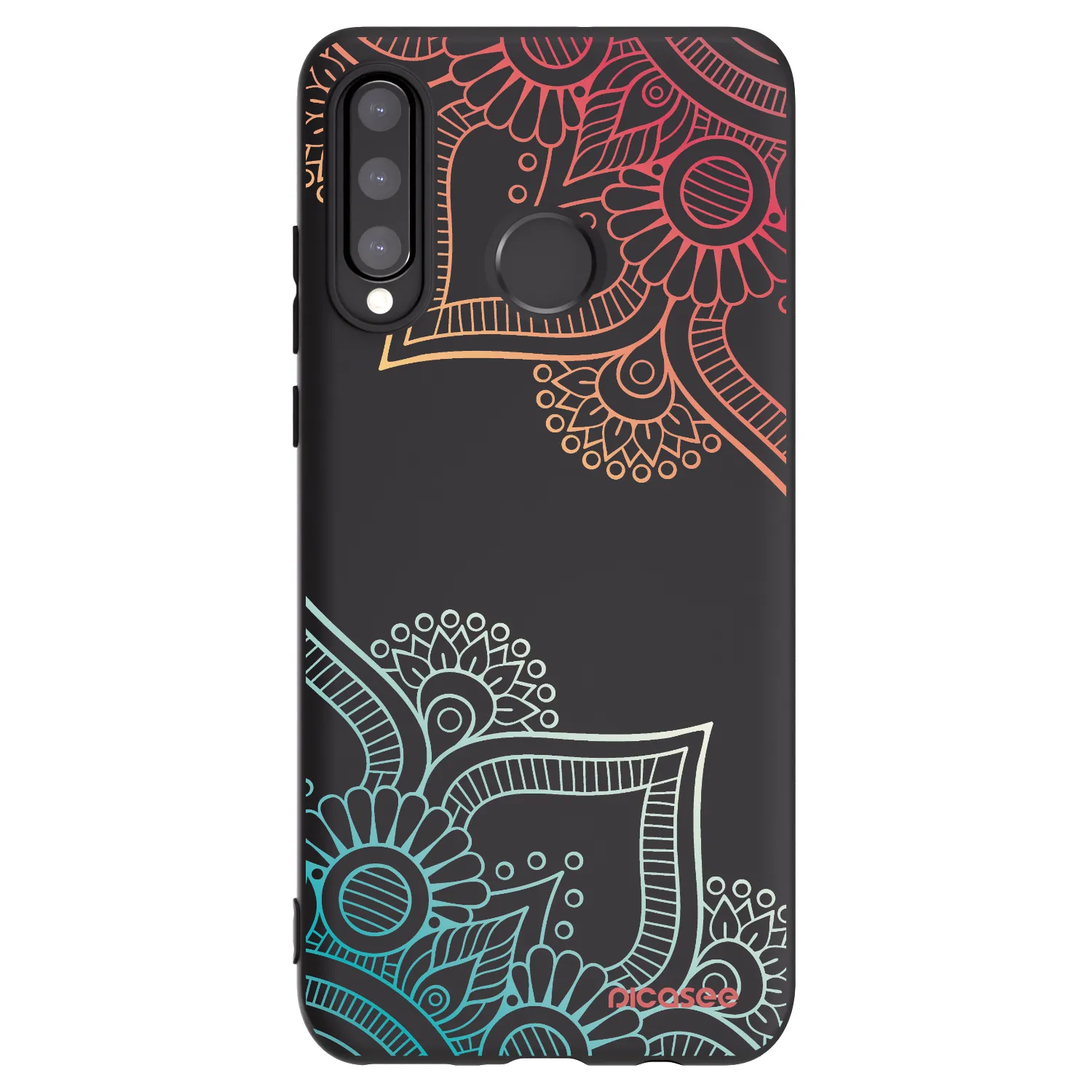 Picasee silikonowe czarne etui na Huawei P30 Lite - Flowers pattern