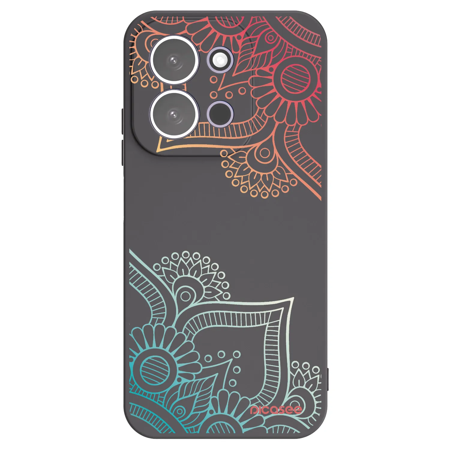 Picasee silikonowe czarne etui na Xiaomi Redmi 15C 5G - Flowers pattern