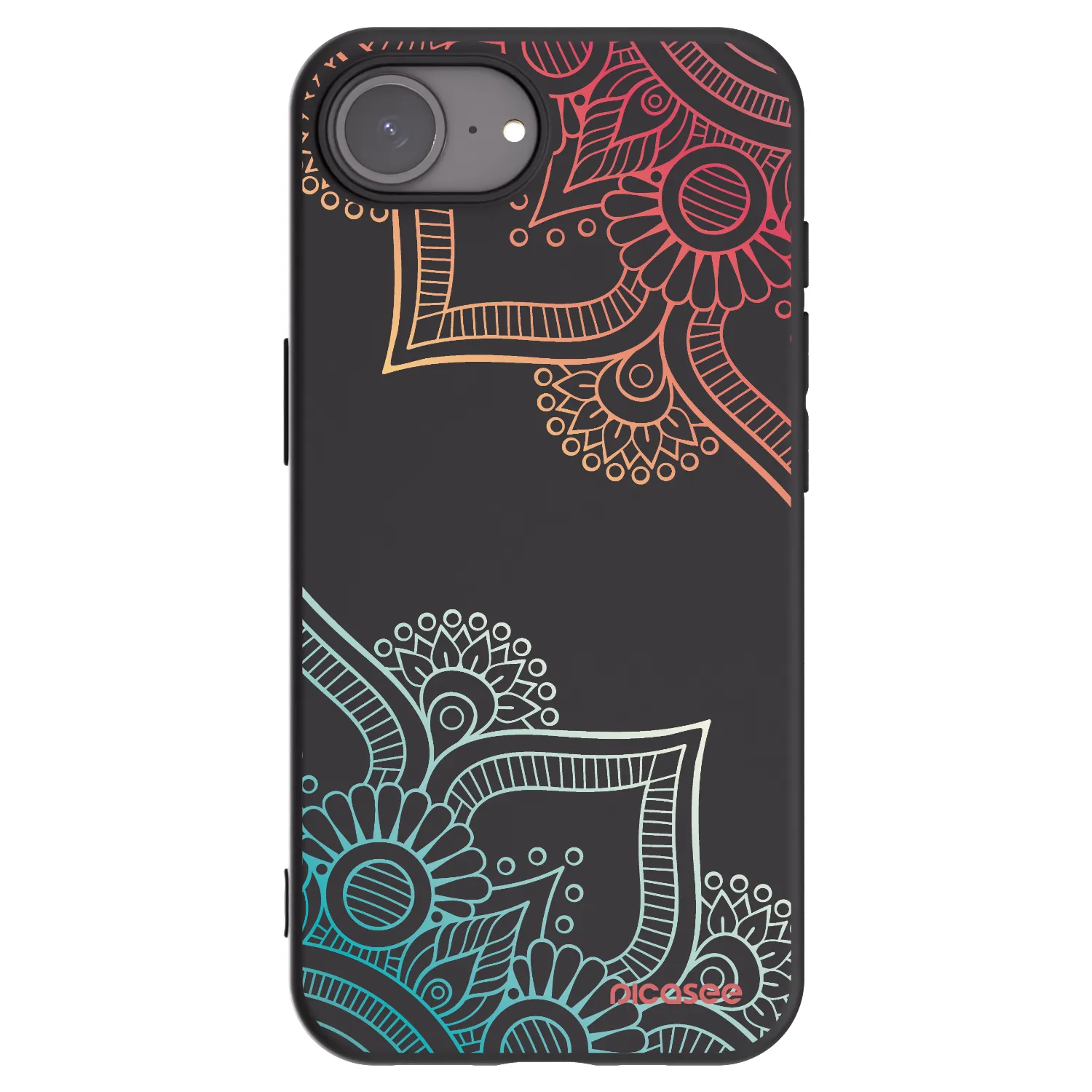 Picasee silikonowe czarne etui na Apple iPhone 17e - Flowers pattern