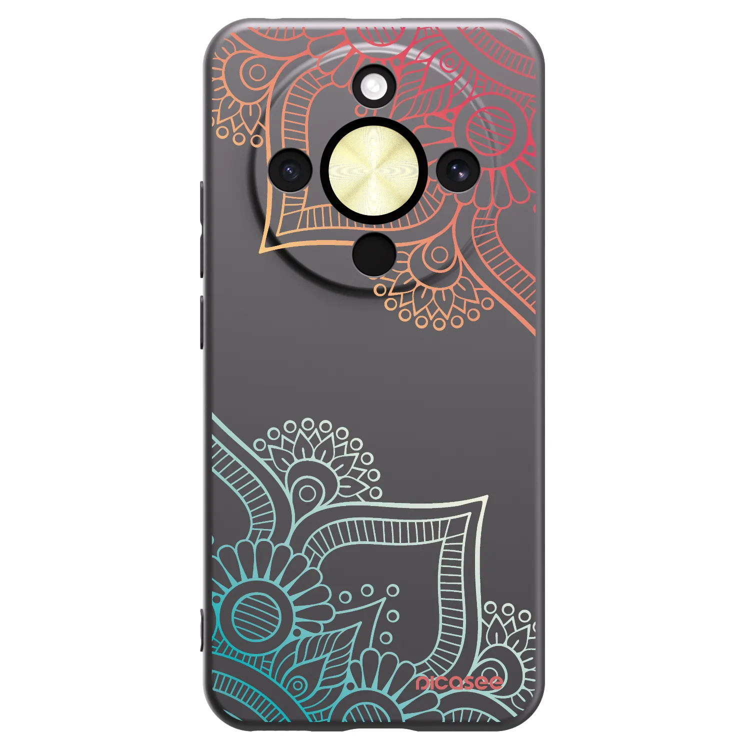 Picasee silikonowe czarne etui na Honor Magic8 Lite 5G - Flowers pattern