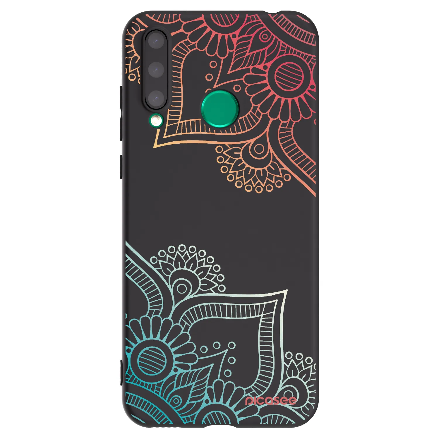 Picasee silikonowe czarne etui na Honor 20 Lite - Flowers pattern