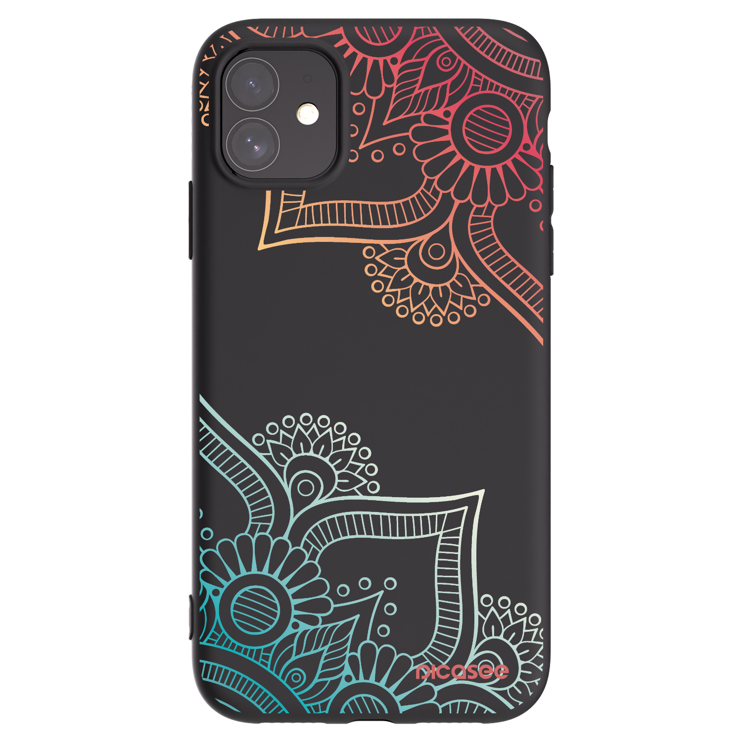 Picasee silikonowe czarne etui na Apple iPhone 11 - Flowers pattern
