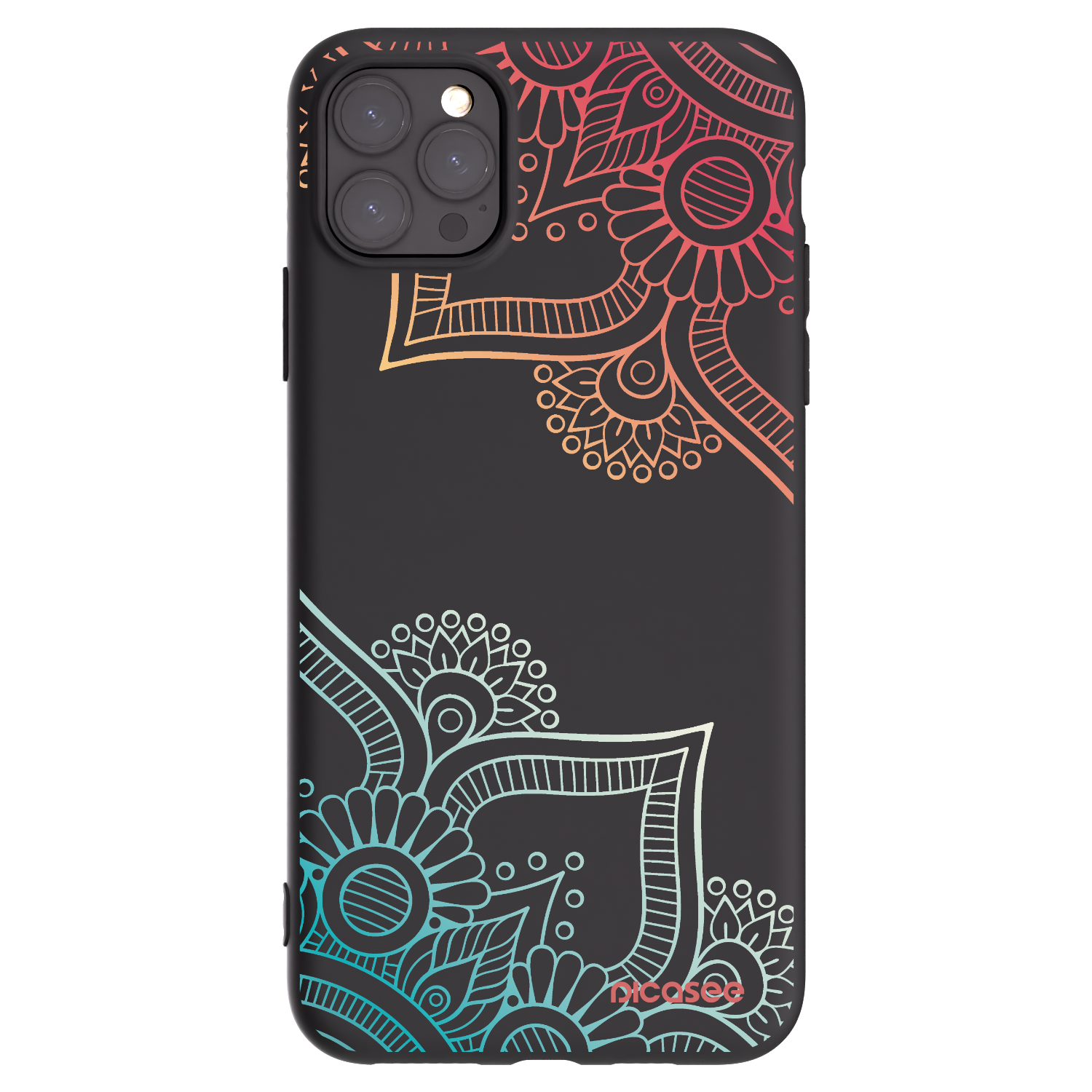 Picasee silikonowe czarne etui na Apple iPhone 11 Pro Max - Flowers pattern