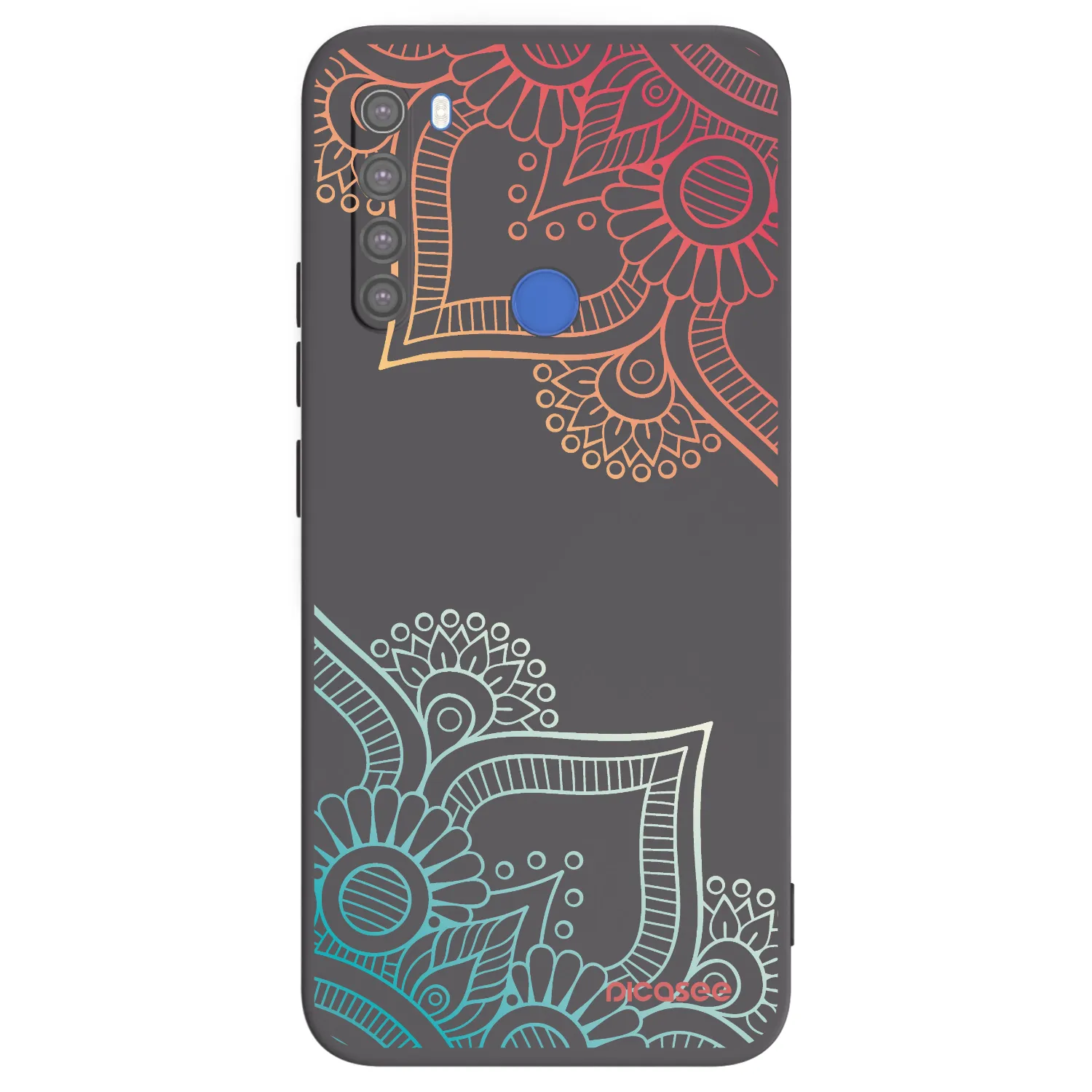 Picasee silikonowe czarne etui na Xiaomi Redmi Note 8T - Flowers pattern
