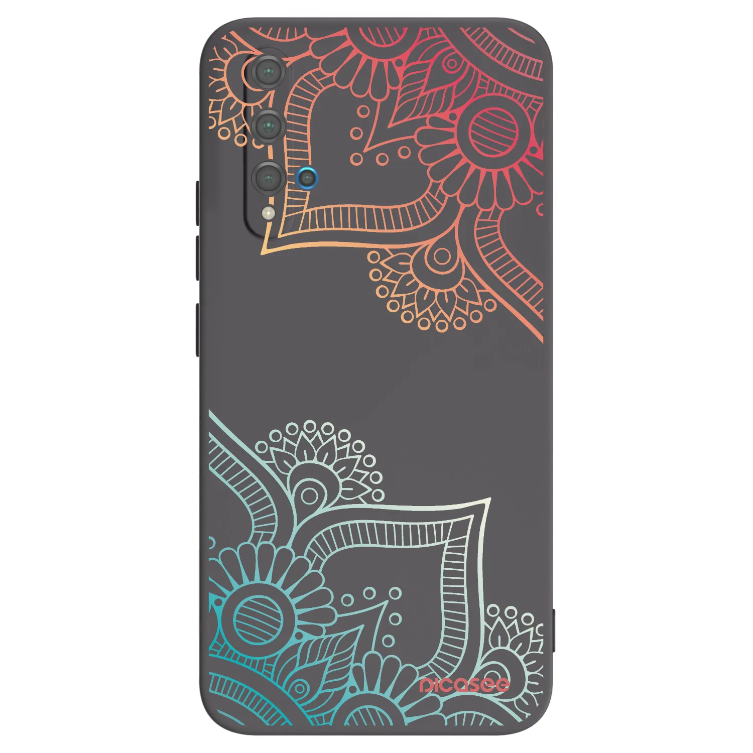 Picasee silikonowe czarne etui na Huawei Nova 5T - Flowers pattern