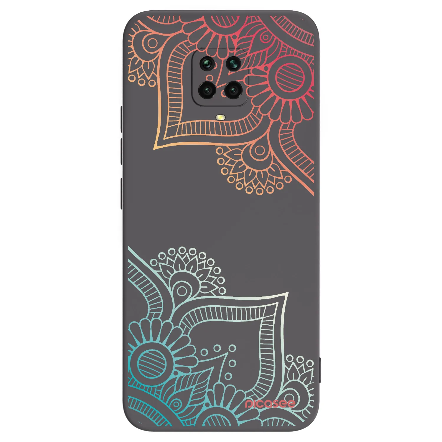 Picasee silikonowe czarne etui na Xiaomi Redmi Note 9 Pro - Flowers pattern