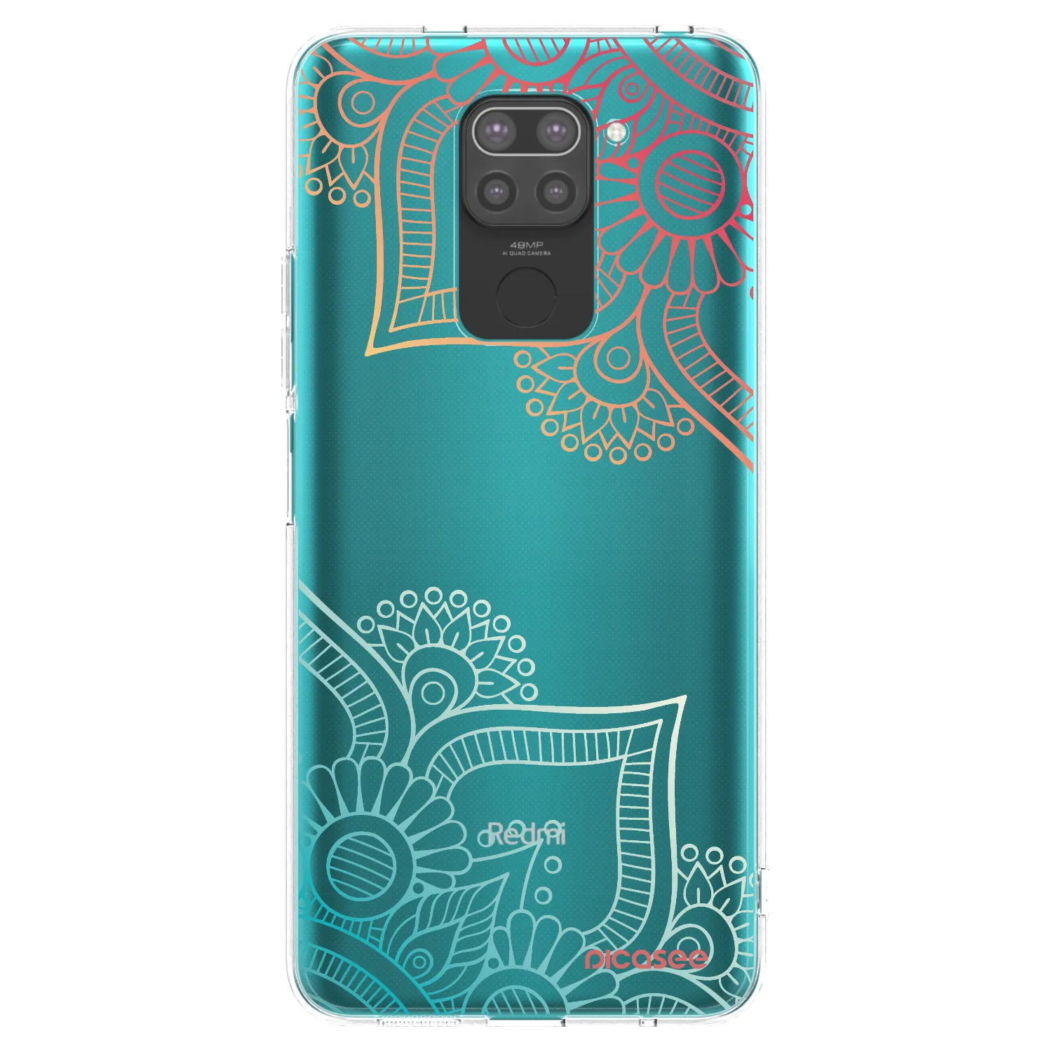 Picasee silikonowe czarne etui na Xiaomi Redmi Note 9 - Flowers pattern