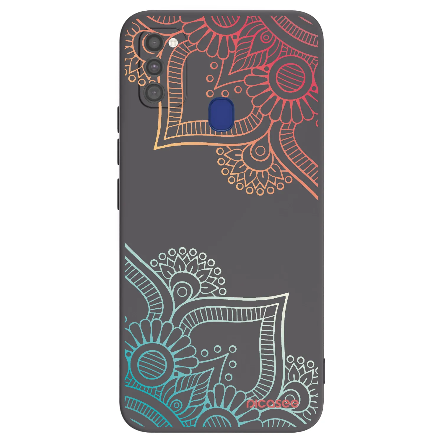 Picasee silikonowe czarne etui na Samsung Galaxy M21 M215F - Flowers pattern