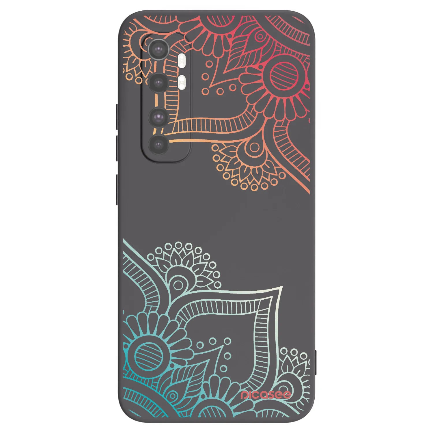 Picasee silikonowe czarne etui na Xiaomi Mi Note 10 Lite - Flowers pattern