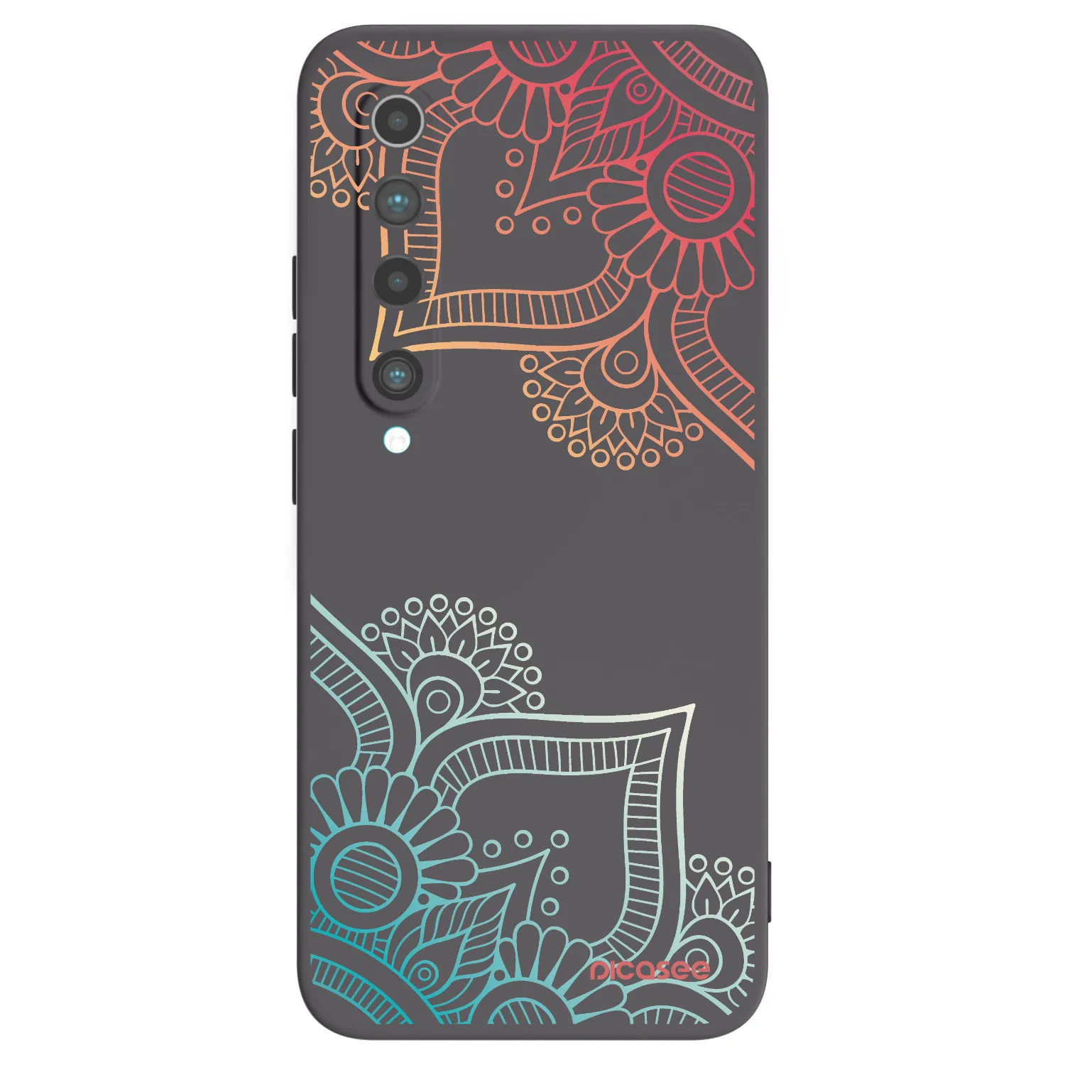 Picasee silikonowe czarne etui na Xiaomi Mi 10 - Flowers pattern
