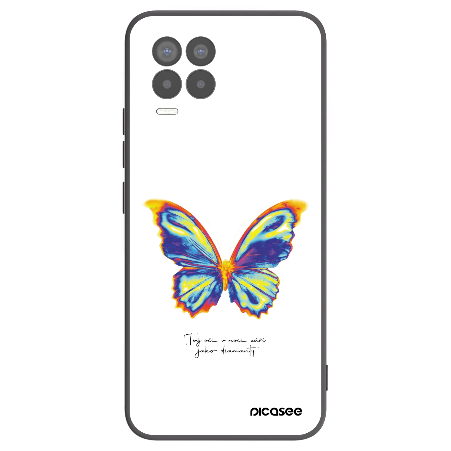Picasee silikonowe czarne etui na Realme 8 4G - Diamanty White