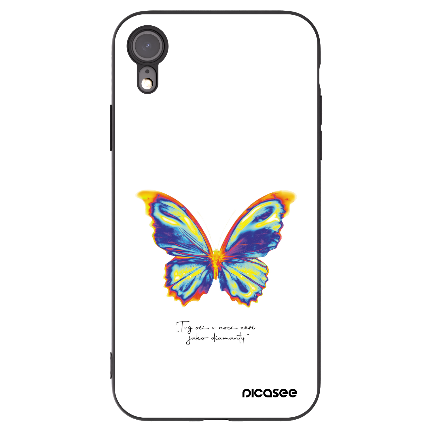 Picasee silikonowe czarne etui na Apple iPhone XR - Diamanty White