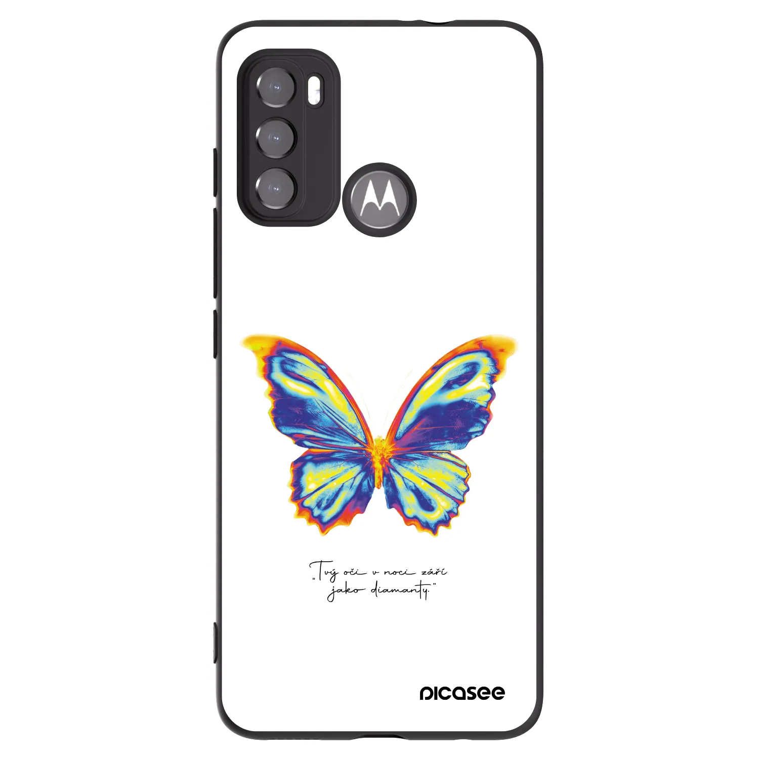 Picasee silikonowe czarne etui na Motorola Moto G60 - Diamanty White