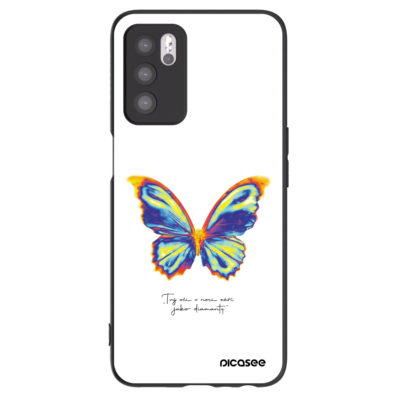Picasee silikonowe czarne etui na OPPO A16s - Diamanty White
