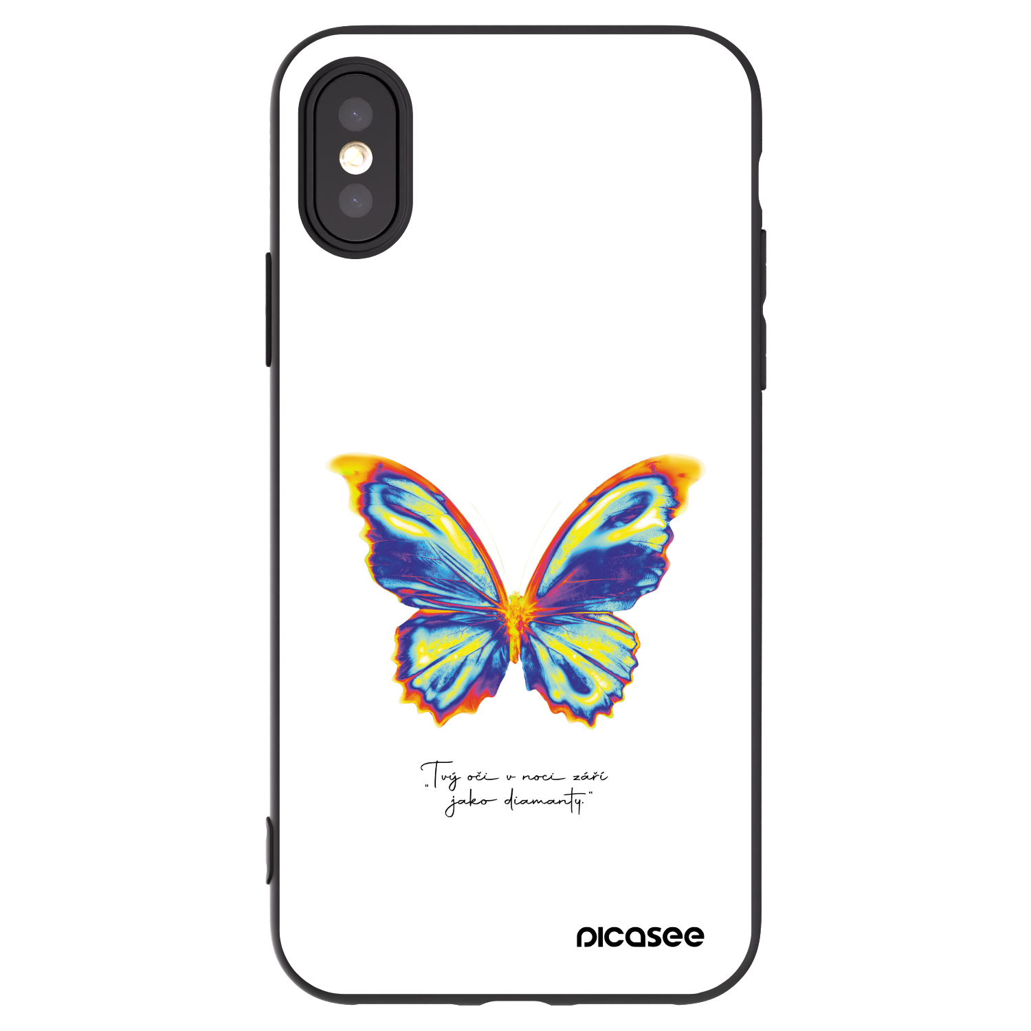 Picasee silikonowe czarne etui na Apple iPhone X/XS - Diamanty White