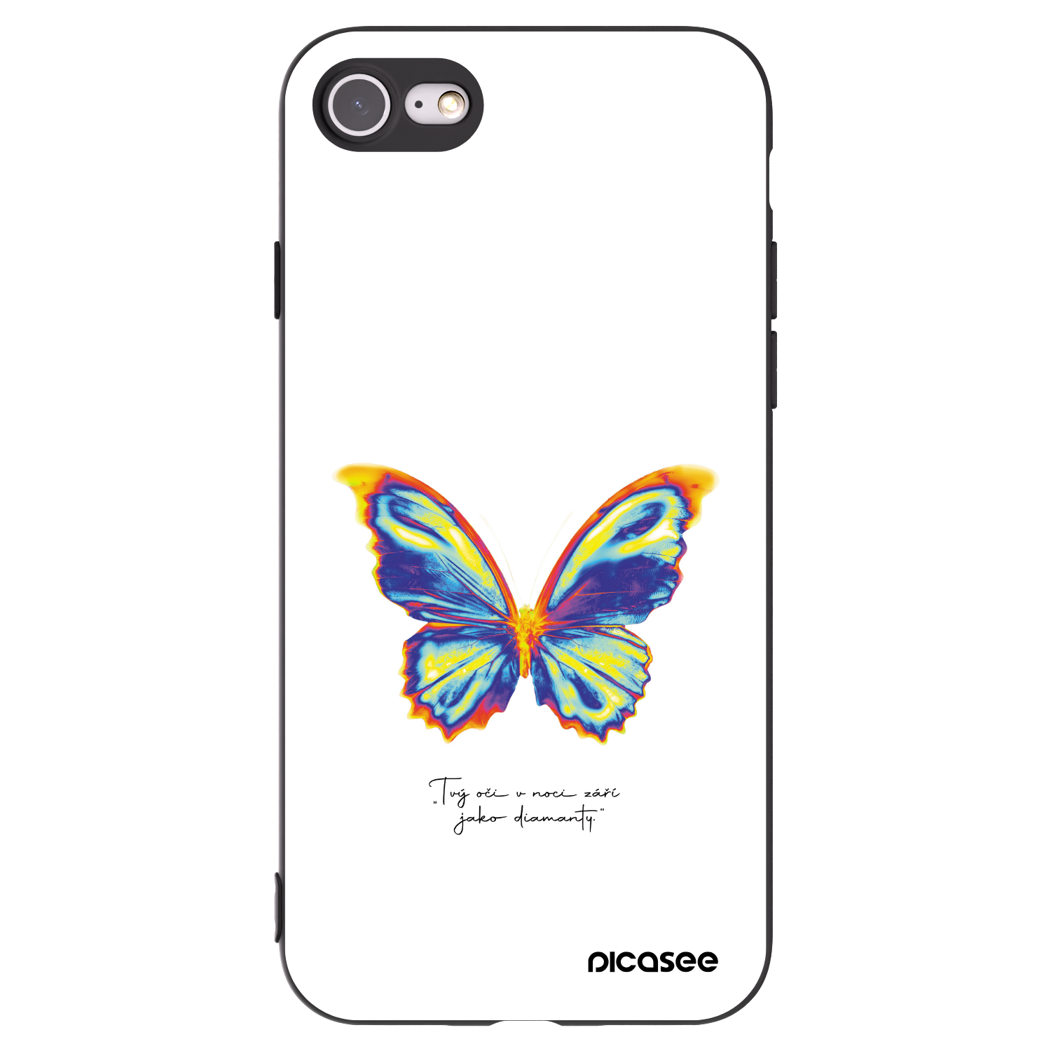 Picasee silikonowe czarne etui na Apple iPhone 7 - Diamanty White