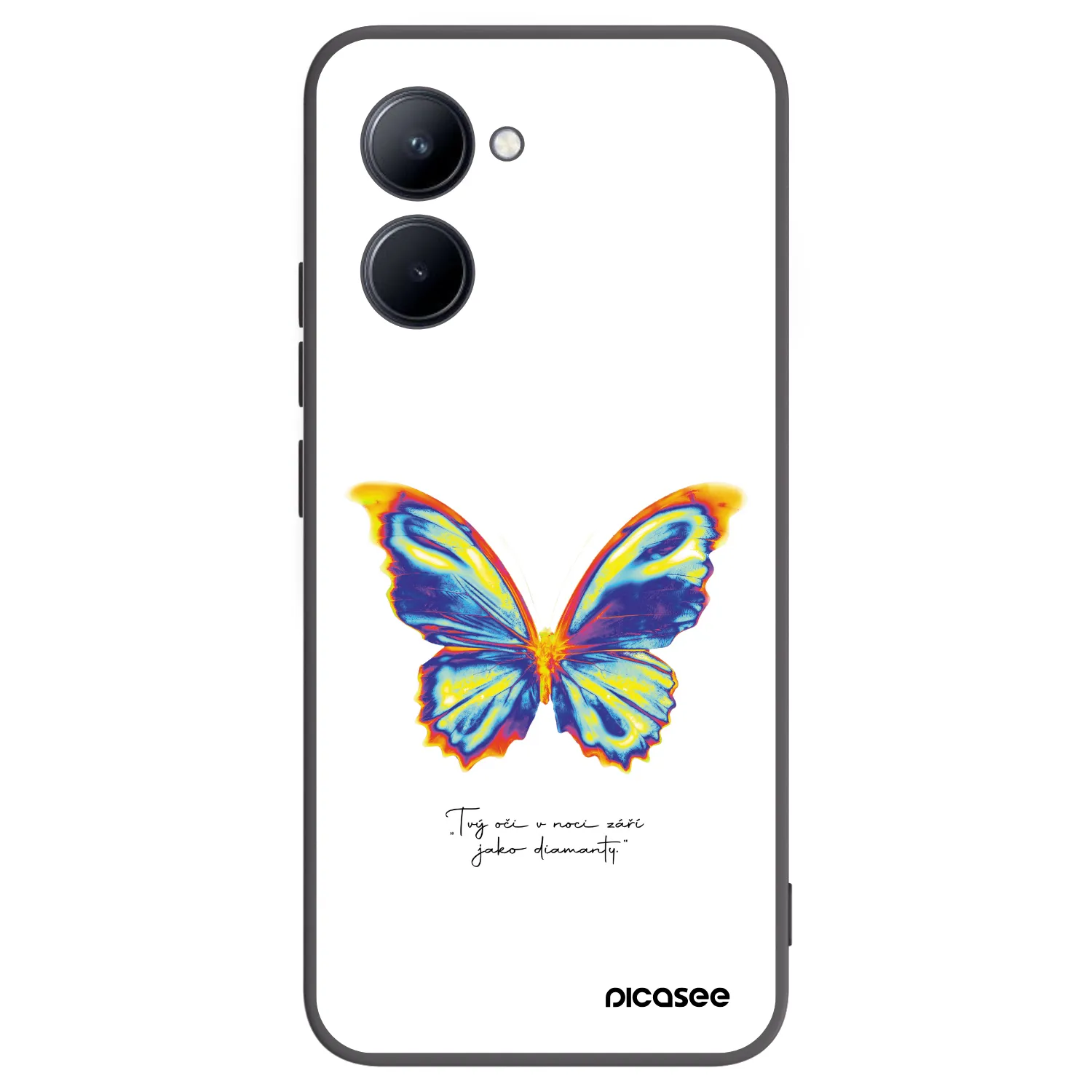 Picasee silikonowe czarne etui na Realme C33 (2023) - Diamanty White