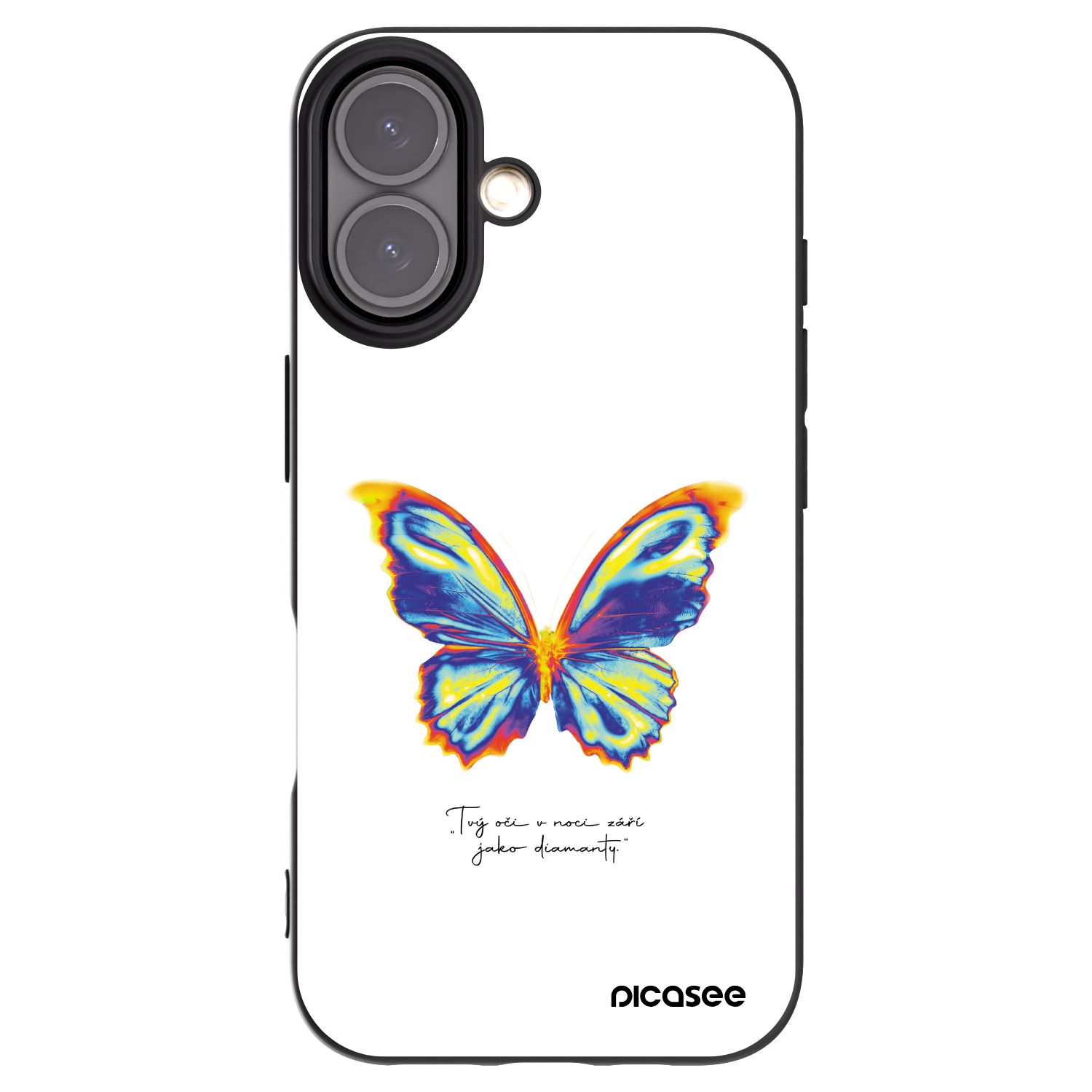Picasee silikonowe czarne etui na Apple iPhone 16 - Diamanty White