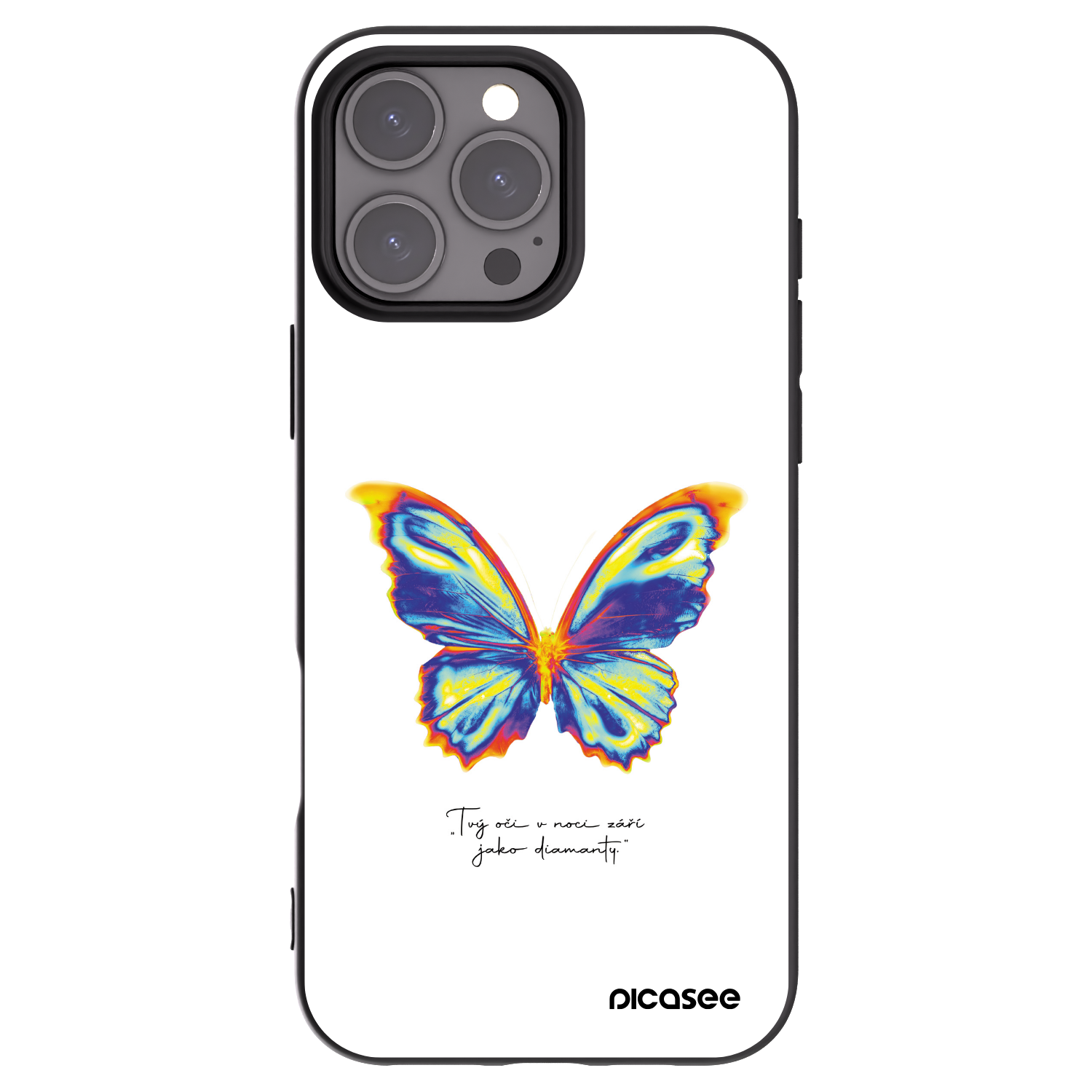 Picasee silikonowe czarne etui na Apple iPhone 16 Pro Max - Diamanty White