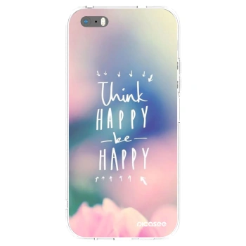 Picasee silikonowe przeźroczyste etui na Apple iPhone 5/5S/SE - Think happy be happy