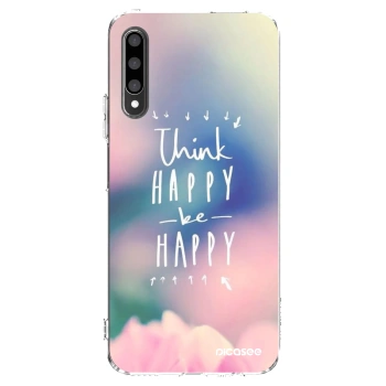 Picasee silikonowe przeźroczyste etui na Honor 9X Pro - Think happy be happy
