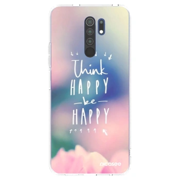 Picasee silikonowe przeźroczyste etui na Xiaomi Redmi 9 - Think happy be happy