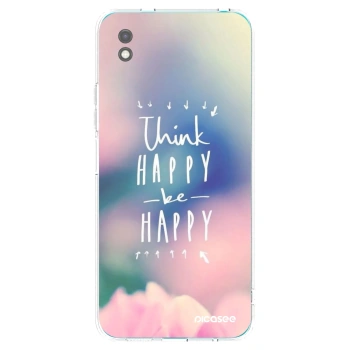 Picasee silikonowe czarne etui na Xiaomi Redmi 9A - Think happy be happy