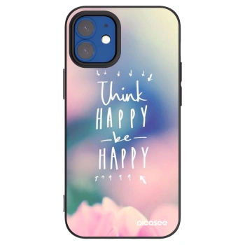 Picasee silikonowe czarne etui na Apple iPhone 12 mini - Think happy be happy