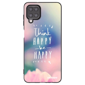Picasee silikonowe czarne etui na Samsung Galaxy A12 A125F - Think happy be happy