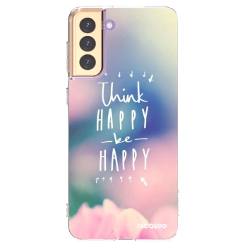 Picasee silikonowe przeźroczyste etui na Samsung Galaxy S21+ 5G G996F - Think happy be happy
