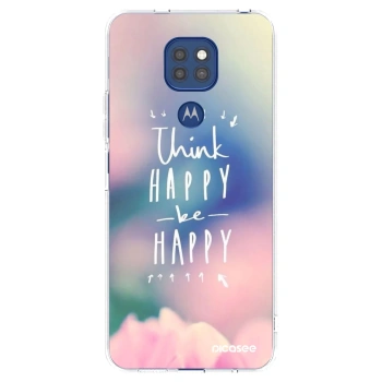 Picasee silikonowe przeźroczyste etui na Motorola Moto G9 Play - Think happy be happy