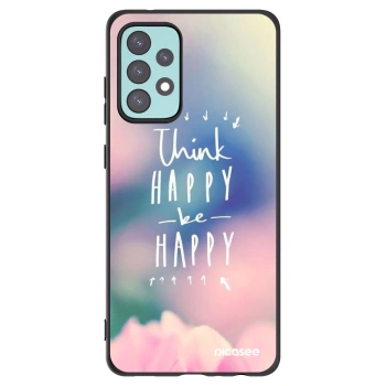 Picasee silikonowe czarne etui na Samsung Galaxy A72 A725F - Think happy be happy