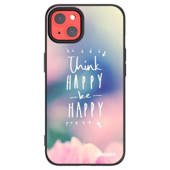 Picasee silikonowe czarne etui na Apple iPhone 13 - Think happy be happy