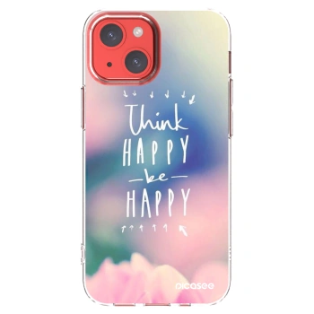 Picasee silikonowe przeźroczyste etui na Apple iPhone 13 mini - Think happy be happy