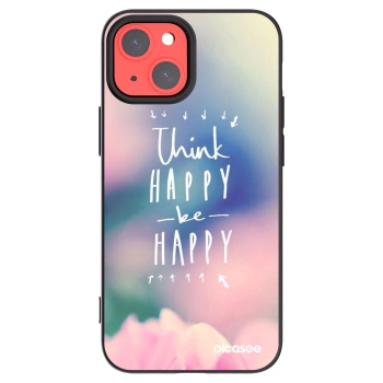 Picasee silikonowe czarne etui na Apple iPhone 13 mini - Think happy be happy