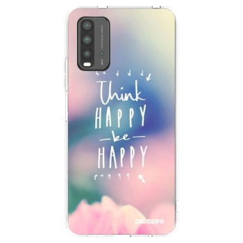 Picasee silikonowe czarne etui na Xiaomi Redmi 9T - Think happy be happy