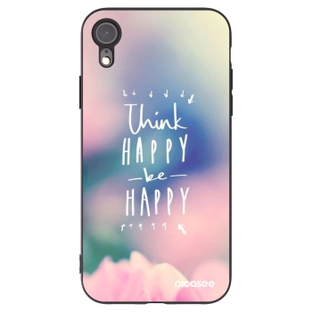 Picasee silikonowe czarne etui na Apple iPhone XR - Think happy be happy