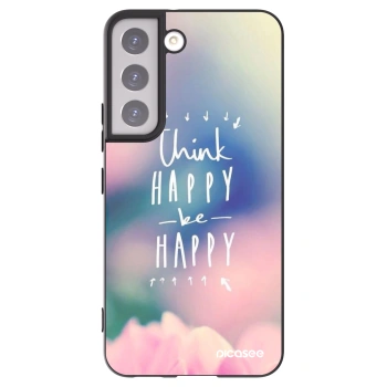 Picasee silikonowe czarne etui na Samsung Galaxy S22 5G - Think happy be happy